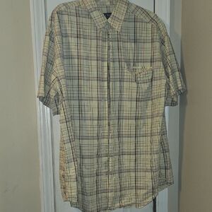 Chaps Cream and Red Casual Button Down Shirt